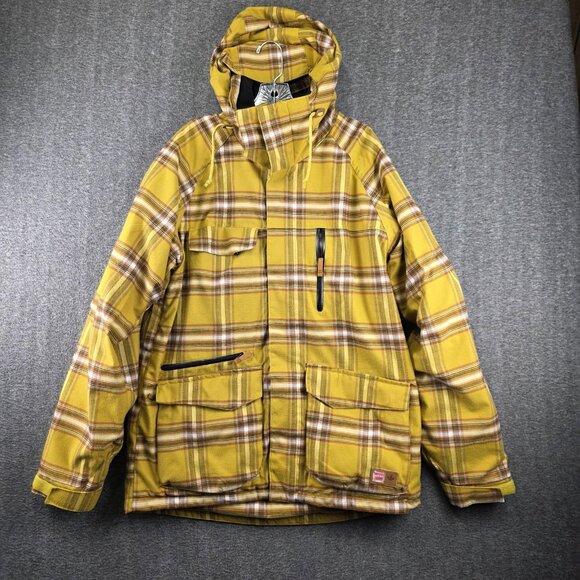 RPZN Verso Jacket Mens Large Yellow Hooded Waterproof Insulated Ski Snowboard